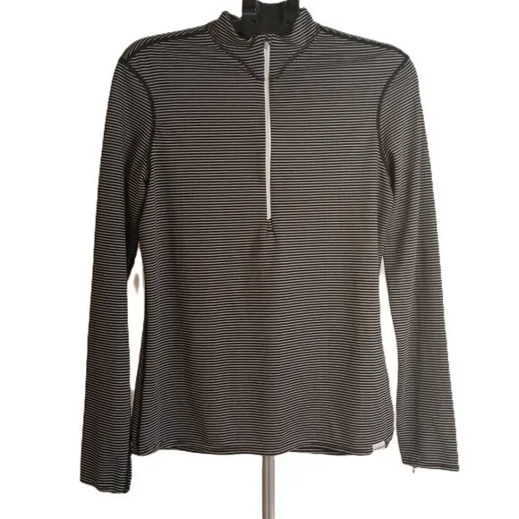 Patagonia Women’s Capilene 2 Top 1/2 Zip Black White Stripe Pullover Size XL - Picture 2 of 15